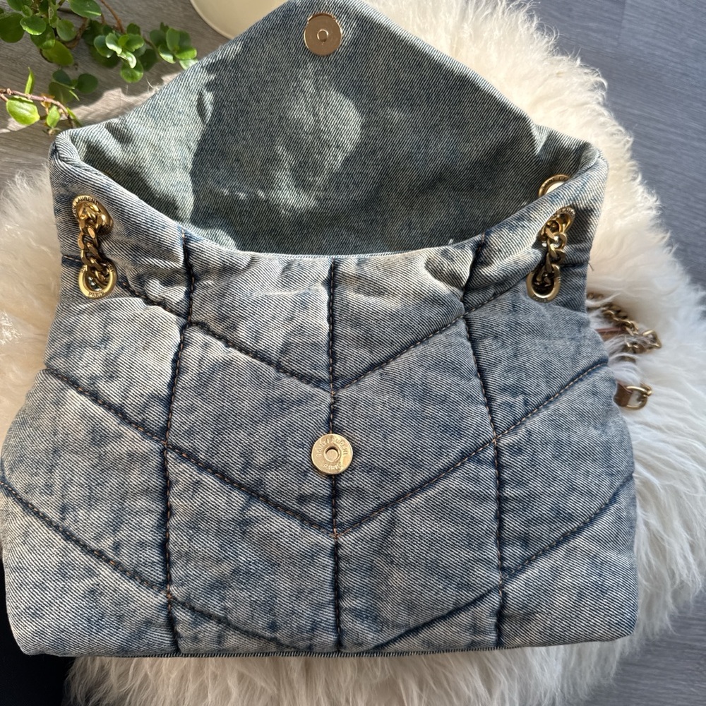 Yves Saint Laurent Blue Denim Quilted Shoulder Bag - Picture 3 of 7